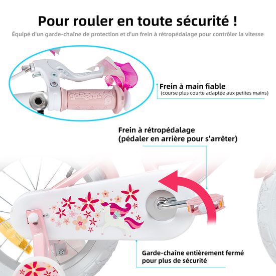 Vélo Enfant Hiland 14/16/18 Pouces – Roues Stabilisatrices, Frein Main Et Rétropédalage, Vert/rose/bleu, Pour 3-9 Ans