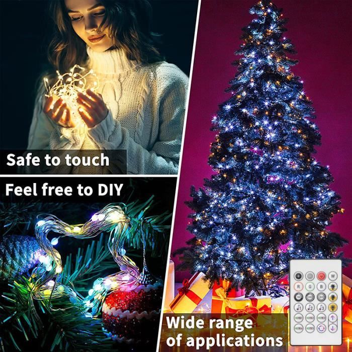 Noël Guirlande lumineuse à rideau intelligente, 400 LED contrôlées par  application, motif de lumière féerique suspendue et texte Programmable,  musique