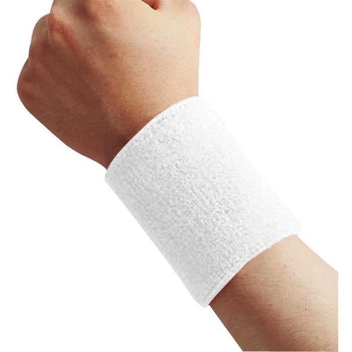 Lot de 2 bandeaux éponge pour votre poignet - blanc - unisexe - taille  unique 8 x 7,5 cm - accessoire de sport - Achat / Vente PROTEGE-POIGNET -  Cdiscount