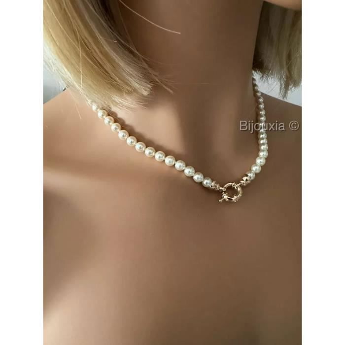 Collier En Perles Imitation Majorca - Fermoir Vermeil Argent 925 - Occasion Bon état