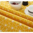 150CM Nappe de Table Ronde Colorée Tissu Nordique Polyester Coton Linge Ménage Jardin à Manger Vaisselle Plaine Cuisine Jaune-3