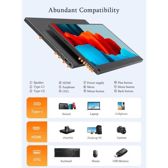 Écran Pc 15,6 Pouces - 60Hz Résolution Fhd 1920X1080,16:9 1080P Led Écran Pc 15,6 Pouces - 60Hz Résolution Fhd 1920X1080,16:9 1080P Led