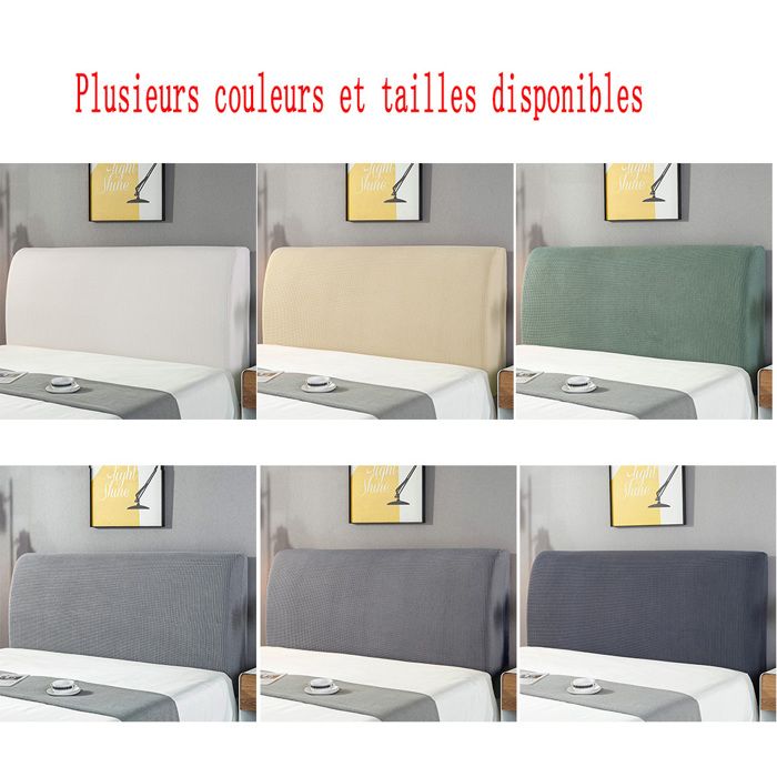 Housse De Tête De Lit Velours Extensible Blanc - Protection King Size Double, Couvre-lit Tête De Lit