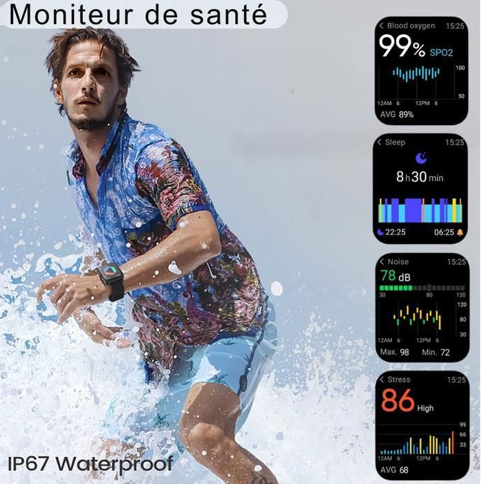 CASCHO Montre Connectée Femme Homme Avec Appel Bluetooth,Podometre/Fréquence Cardiaque/Sommeil,1.91" HD Smartwatch,100Modes Sportifs Podometre Calories Etanche IP68 Pour Android IOS(Ivoire