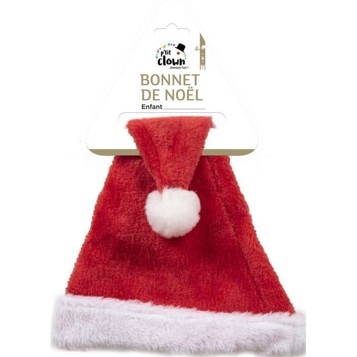 Bonnet Père Noël Enfant – Peluche, Unisexe, Rouge – Idéal Pour Déguisement Et Fêtes De Fin D’année