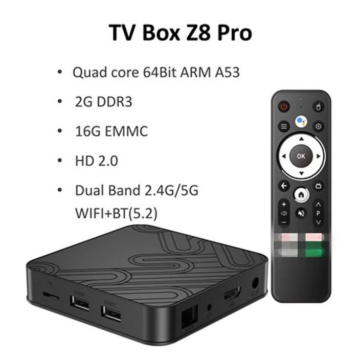TV Box Z8 Pro Android Quad Core 64 bits 2 Go 16 Go WiFi double bande ...