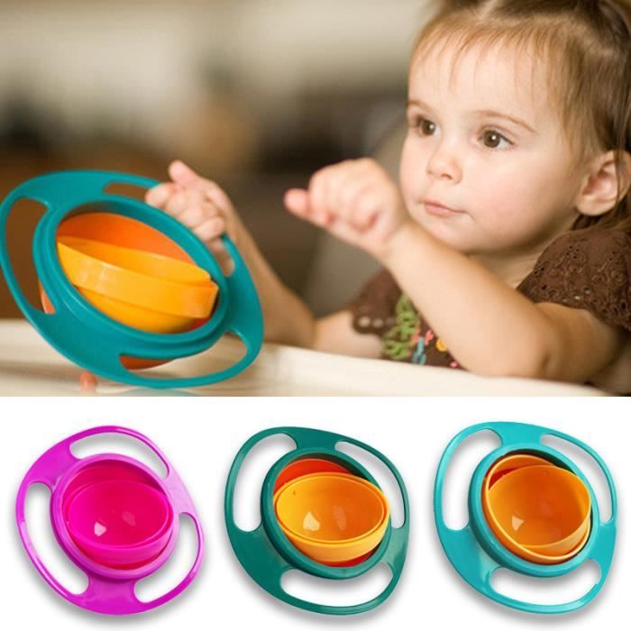 Gearmax Bol Bébé Anti-Renversement OVNI Gyro 360° - Bol Entraînement Résistant Éclaboussures