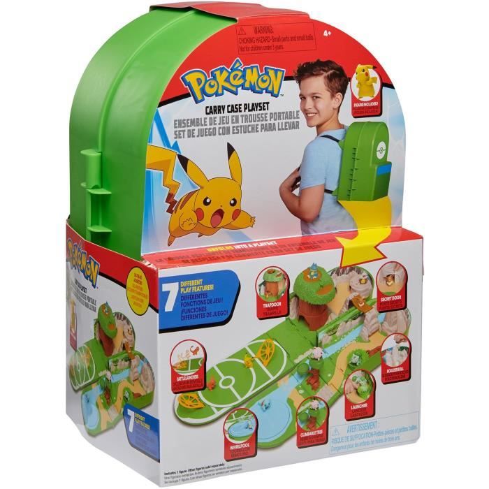 Sac à Dos Dresseur Pokémon – S’ouvre En Arène De Jeu – Avec Figurine Pikachu 5 Cm – 7 Fonctions – Dès 4 Ans