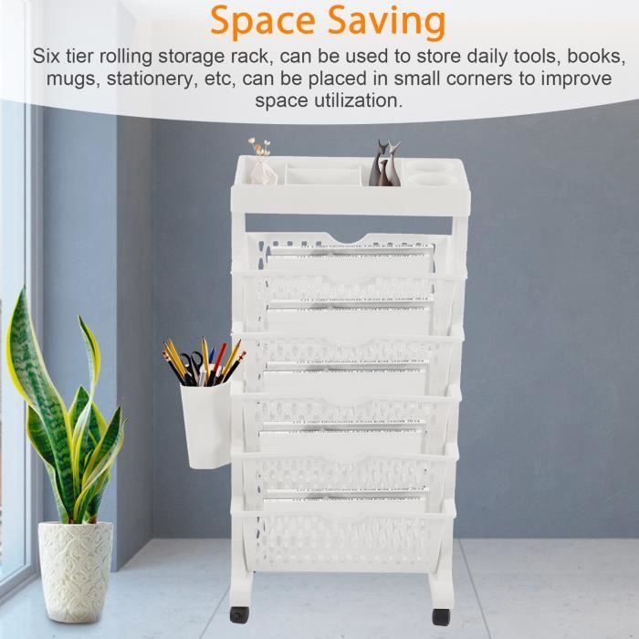 Bibliothèque Mobile 5 Niveaux Sur Roulettes – Étagère Rangement Plastique Compacte Pour Bureau & Salon