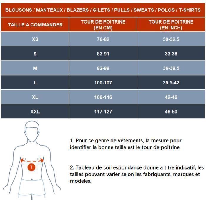 Taille pull hotsell homme correspondance