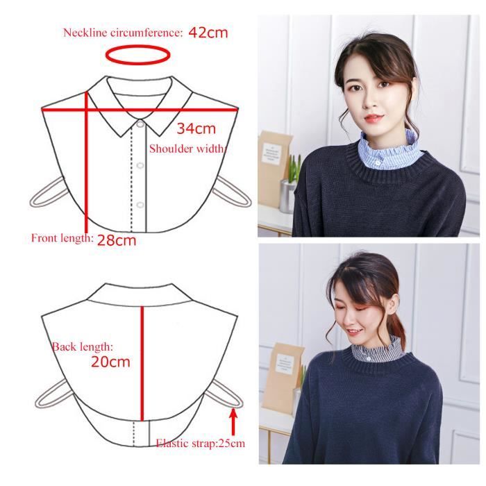 Faux Col De Chemise Détachable Strass - Collier Mousseline Élégant Avec Brillants Pour Femme Et Fille - Accessoire Mode Robe, Pull, T-Shirt