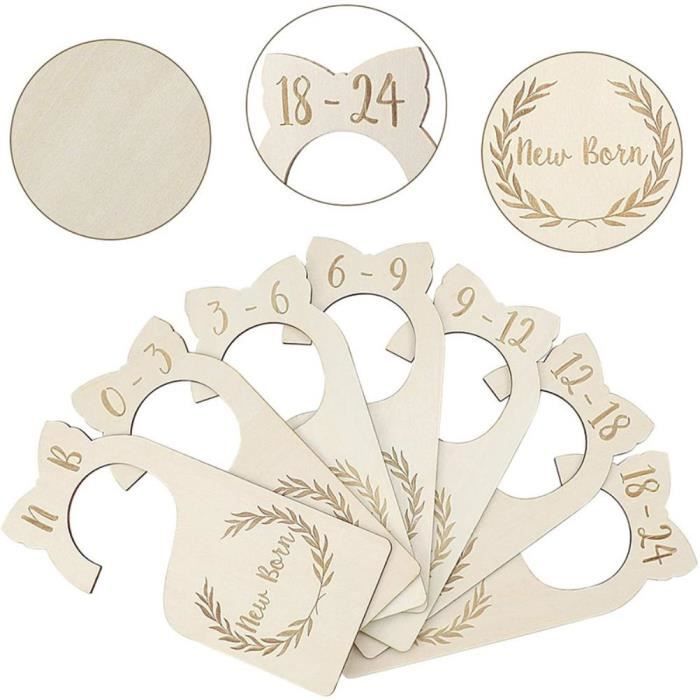 Séparateurs De Placard Bébé En Bois - 7 Pièces (nouveau-né à 24 Mois) - 17,7x7,6 Cm - Design Mignon Et Fonctionnel - 8