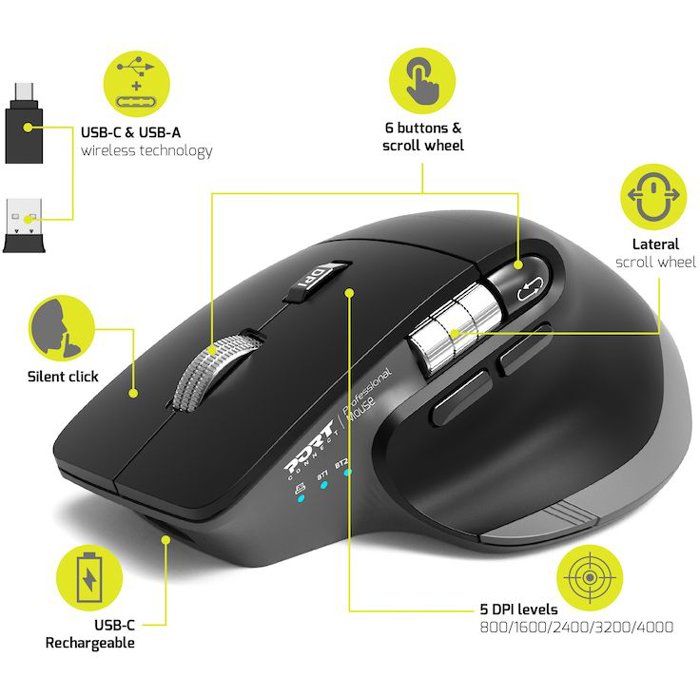 Souris sans fil - PORT Designs - 910203 ULTIMATE - Bluetooth & 2.4 GHz ...