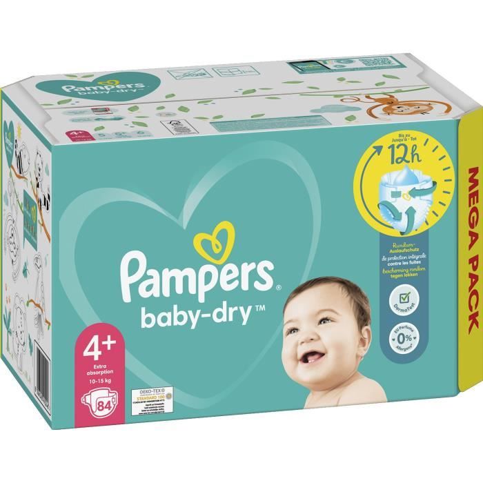 PAMPERS Baby-dry couche taille 4 ( 9-14kg ) 90 couches pas cher 