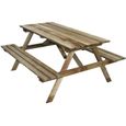 Table pique-nique en bois 4 places Marly - CEMONJARDIN - Rectangulaire - Marron - Extérieur-0