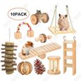 TD® Hamster jouets en bois Hamster lapin suspendu chaîne balançoire peut être accroché des fournitures de dentition en bois pour-0