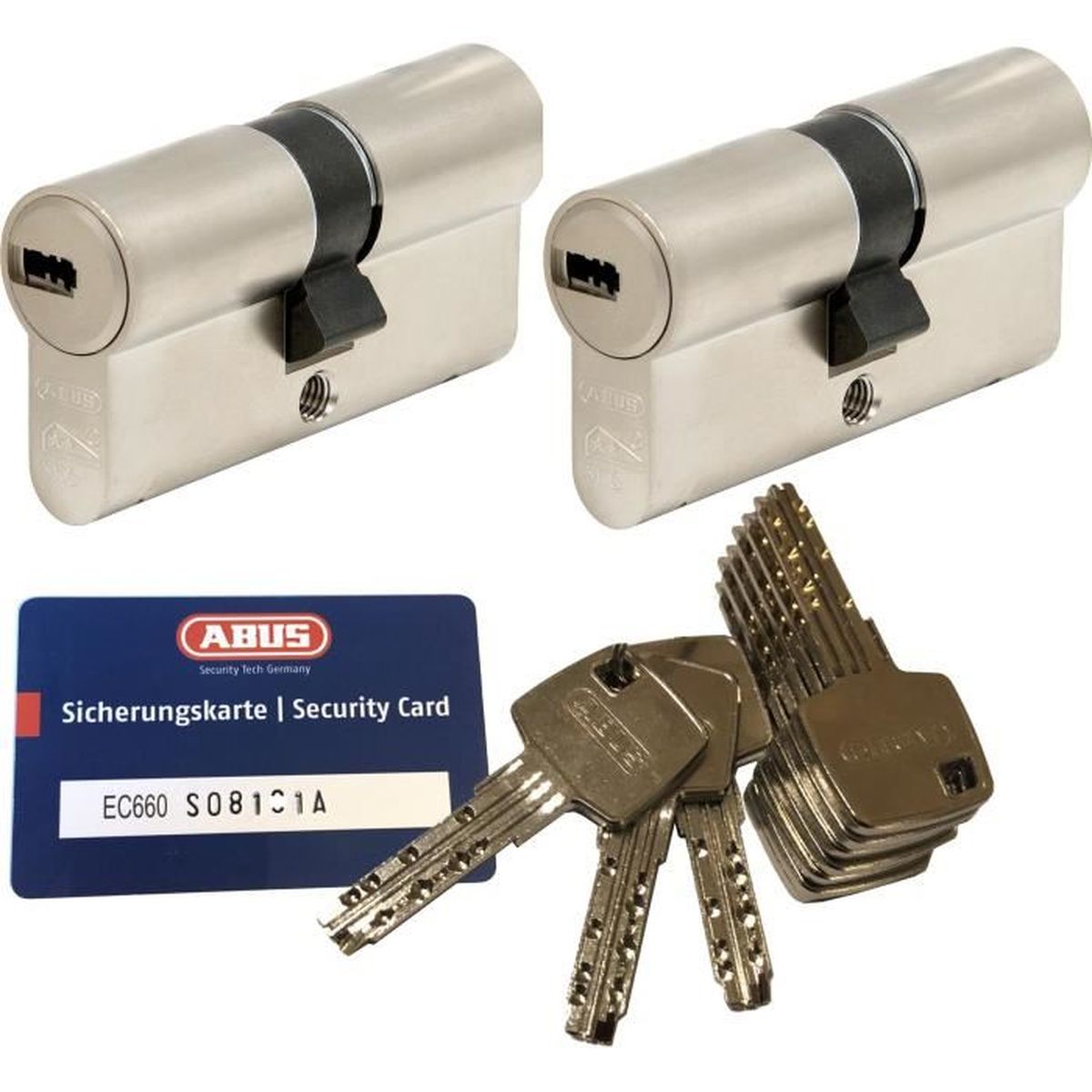 Cylindre de serrure profilé Abus EC550 à combinaisons multiples avec 5 clés et carte CodeCard ToniTec® 