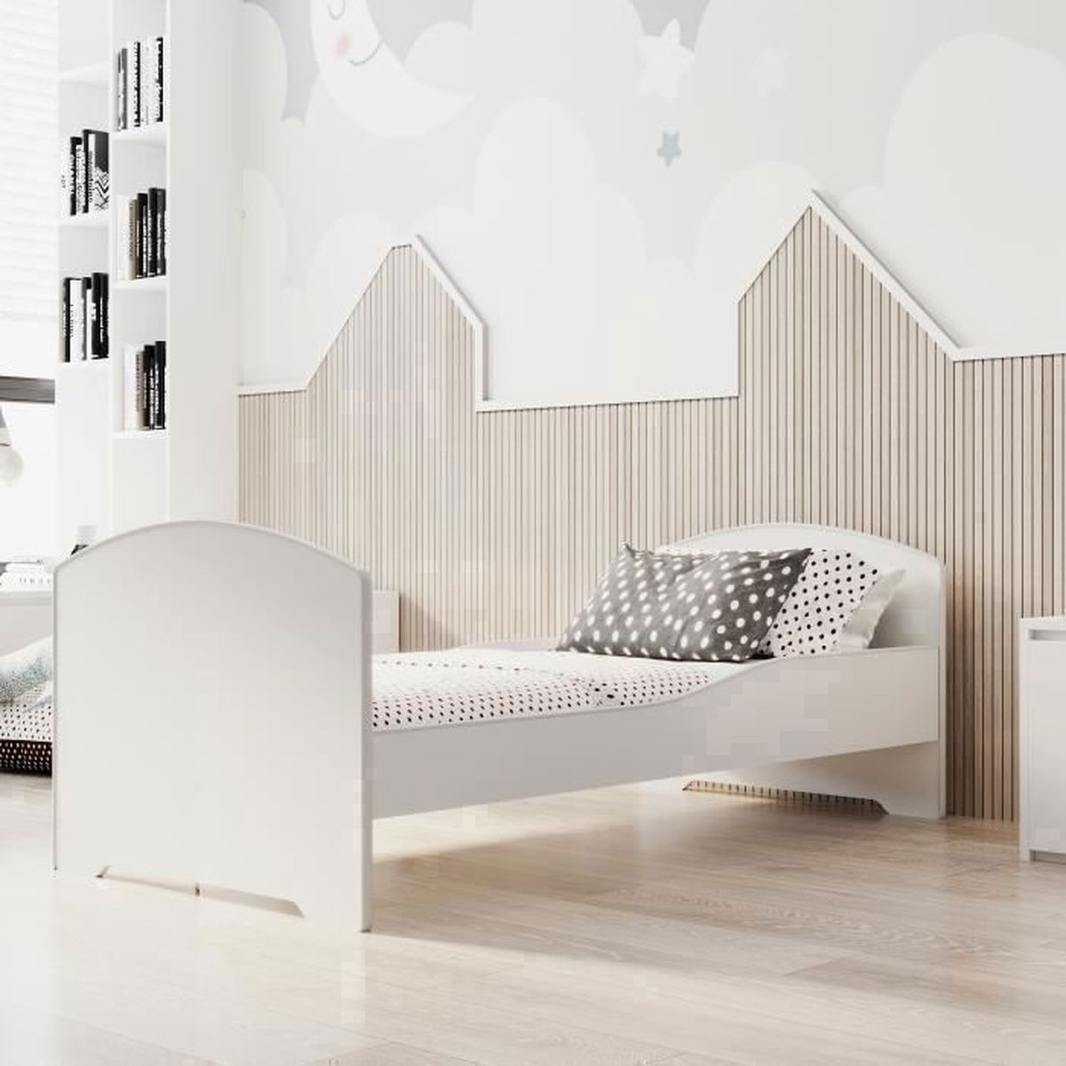 Pack lit enfant avec matelas Misuna Gris 70x140 cm, matelas 70x140 enfant