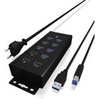 100DRINE 100 DRINE Hub 7 Ports USB 3.0 actif avec alimentation (12V-5A), 3 Ports de charge, Montage mural, Quick Charge 3.0, Aluminium, Noir[Z346]