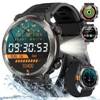 Feipuqu Montre connectée homme avec Appel Bluetooth,1.45' HD Montre Sport avec etanche/960mAh Batterie/Lampe de poche/Boussole