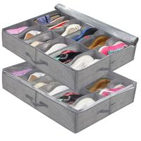 Boîte de Rangement pour Chaussures Pliable Organisateur de Porte-Chaussures Sous Le Lit avec Séparateurs,Gris2