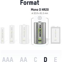 ANSMANN Piles rechargeables Mono D 5000 mAh 1,2 V lot de 2