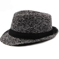 Noir - Chapeaux Fedora de Style britannique pour hommes, chapeaux Trilby, classique rétro, tricoté, Jazz, HT1