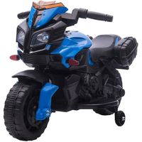 Moto électrique enfant - HOMCOM - 6V - Effet lumineux et sonore - Valises latérales - Bleu noir