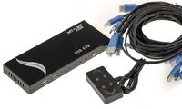 Boitier de Partage KVM Switch Automatique Souris Clavier Ecran sur 4 PC HDMI (Image + Son) / USB - Controle à Distance + Cordons
