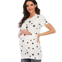 T-shirt de maternité imprimé à manches courtes pour femmes, vêtements de maternité de grande taille blanc