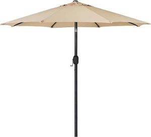 PARASOL Sogeshome Parasol 264 cm, parasol de jardin inclinable, parasol de plage, parasol à manivelle avec protection UV, kaki
