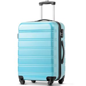 VALISE - BAGAGE Valise rigide en ABS 69x45x28cm - Valise à roulettes de voyage bagage à main 4 roulettes - bleu clair