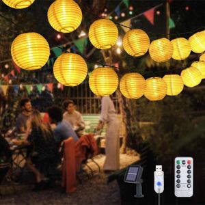 GUIRLANDE D'EXTÉRIEUR Guirlande solaire lanterne extérieur 50+3 LED 8 modes avec télécommande - Blanc