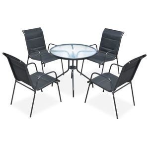 Ensemble table et chaise de jardin 💎3663BON Salon de jardin 5 pcs Meuble de jardin -