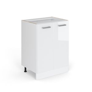 ELEMENTS BAS Vicco meuble bas de cuisine R-Line, Blanc Haute brillance, 60 cm sans plan de travail
