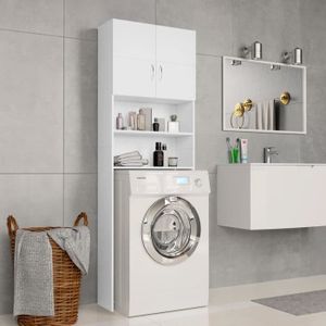 COLONNE - ARMOIRE SDB *3229Bon Meuble pour machine à laver Design Contemporain Décor - Meuble de salle de bain Meuble Toilette Meuble WC Blanc 64 x 25,5 x