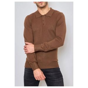 PULL Pull col polo Marron Homme