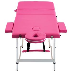 TABLE DE MASSAGE - TABLE DE SOIN NEUF Table de massage pliable 3 zones Aluminium Rose En Stock YESMAEFR
