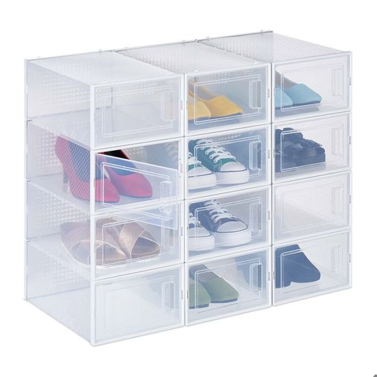 Relaxdays Lot De 6 Boîtes à Chaussures Pour Bottes - Empilables Transparentes