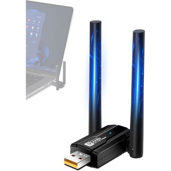 RENGOGA Clé WiFi 6 + Bluetooth 5.3 AX900Mbps – Adaptateur USB Double Bande 5.8/2.4 GHz Pour PC Windows 10/11, Plug & Play Ultra-Rapide
