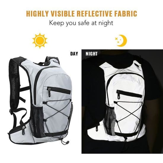 Sac à Dos Hydratation Réfléchissant – Gilet Léger 230 G, Nylon Ultra-léger, Bretelles Réglables 78-110 Cm, Multi-poches, Pour Trail Et Running