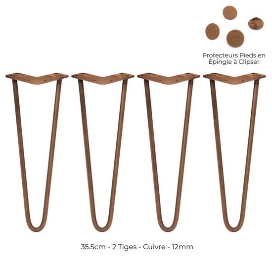 Pieds de Table en Épingle à Cheveux SKISKI LEGS - Noir - 40,6cm - 2