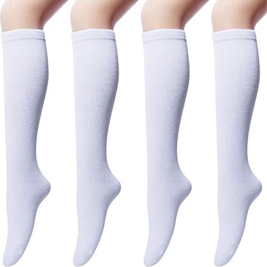 Chaussettes Hautes COLOR DOTS - Lot De 4 Paires, Coton, Taille Unique 36-40 | Motifs Rayures Et Pois