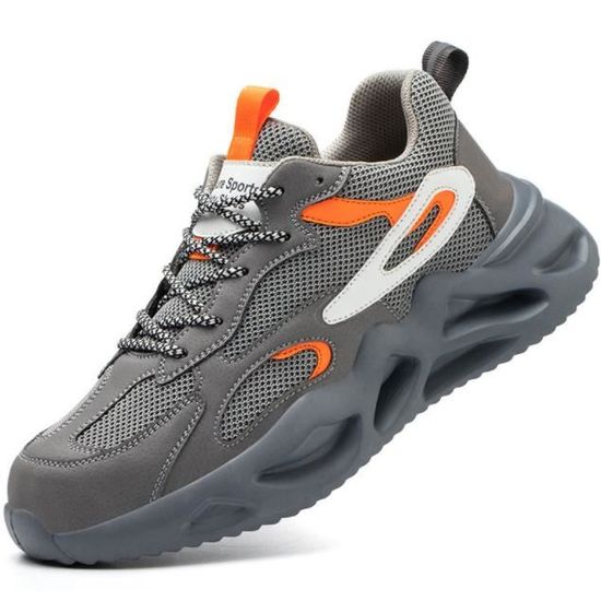 GemChve Chaussures De Sécurité Hommes Femmes Basket Légère Respirante Travail Antidérapante Avec Embout En Acier Brown 36 EU