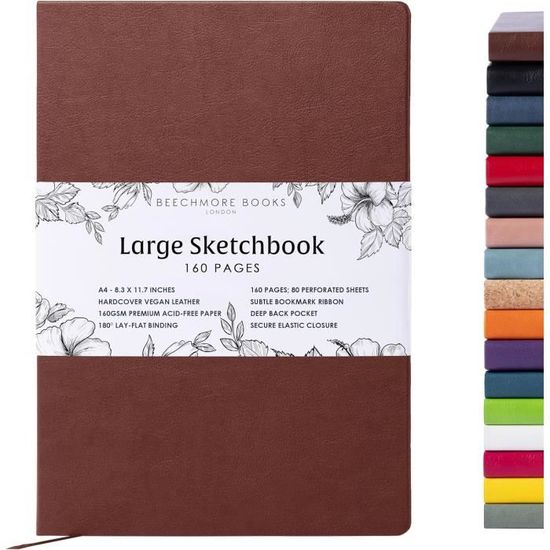 Beechmore Books Carnet De Notes Lignées XL A4, Rose I Journal Couverture Rigide Premium Cuir Vegan Papier Ligne Creme Epais 120 G M2 Boite Cadeau Pour Ecrivain Journaliste Reunion Etudiant 1070809014