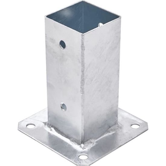 TRIBECCO® Douille à visser pour poteaux carrés en bois galvanisé à chaud (60 x 60 mm) - Douille de sol - Support de clôture - Douill