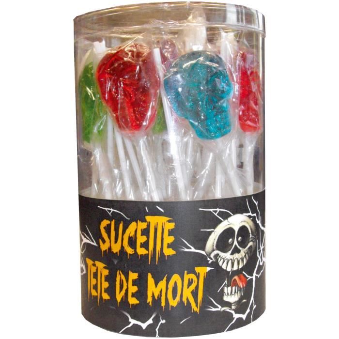 BRABO Bonbons Tubo Têtes de Mort 40 Sucettes