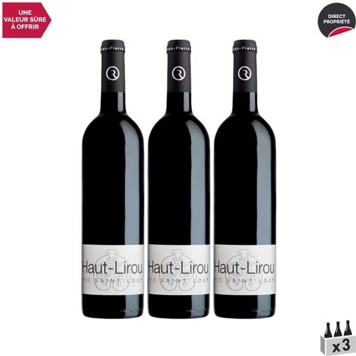 Pic Saint-Loup Classic Rouge 2020 - Lot de 3x75cl - Domaine Haut-Lirou - Vin AOC Rouge du Languedoc - Roussillon