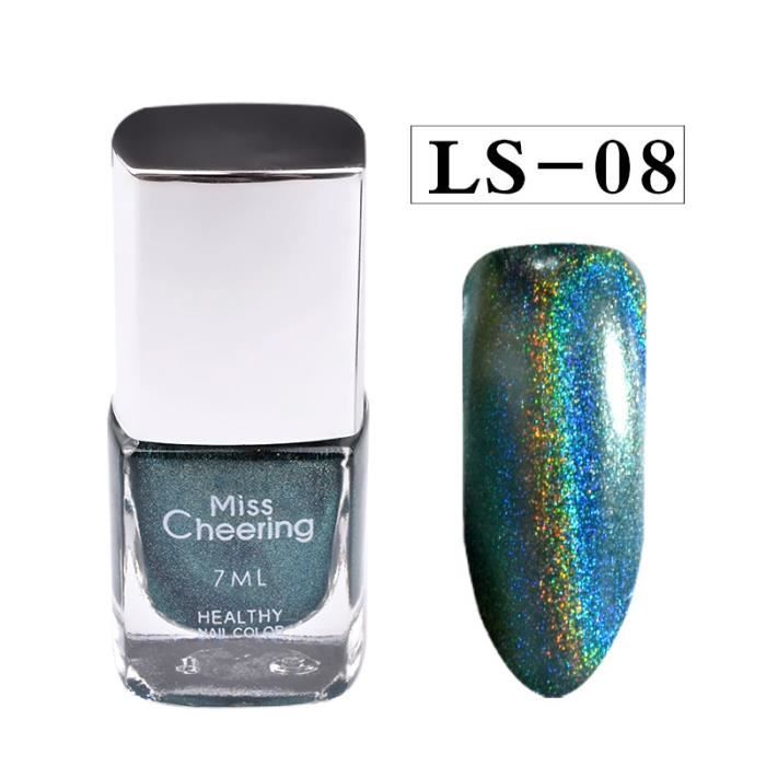 Poudre d'ongle d'effet d'ongle aucune feuille de vernis ongles art paillettes argent 7ML Vernis à ongle 1283