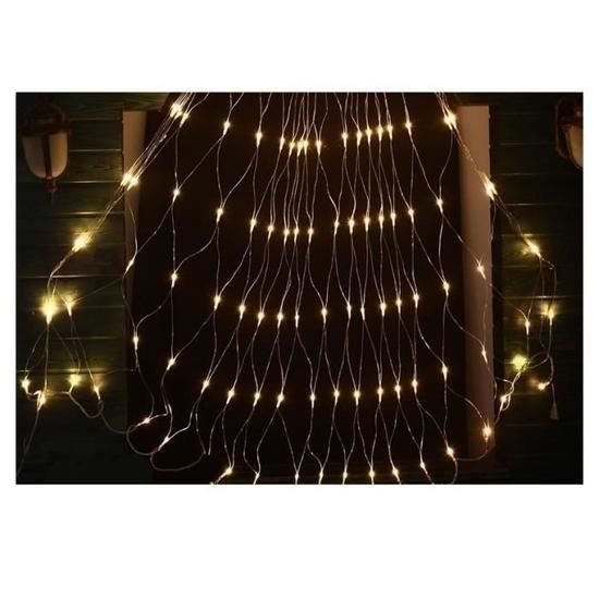 BLANC CHAUD 2M x 3M 200 LEDs Guirlande Lumineuses Filet Rideau de Lumière avec 8 Modes Eclairage Décoration extérieur pour Mariag...